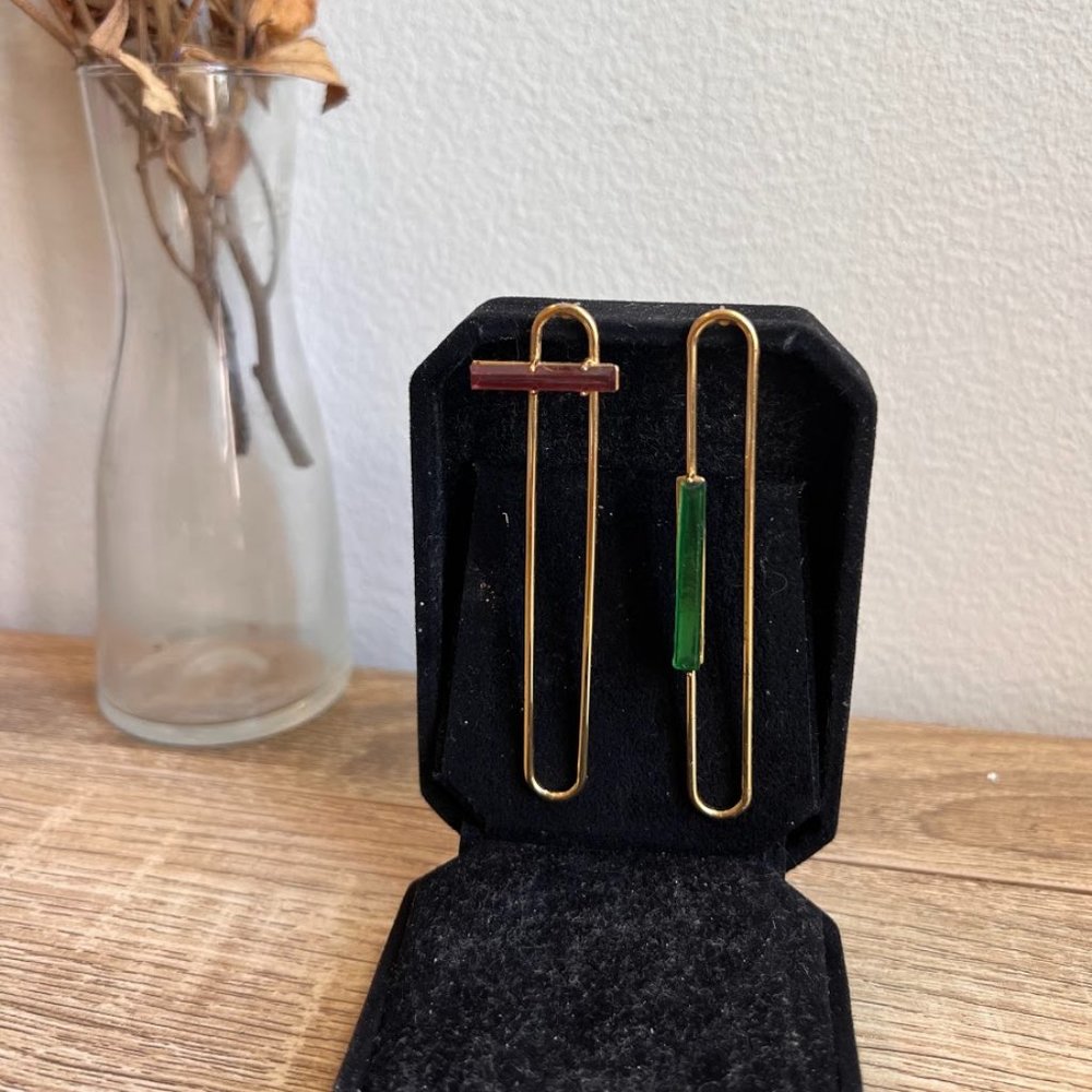 Abstract asymmetrical drop gem earrings